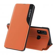 Ruhtel - Eco Leather View Case Huawei P40 Lite Fodral orange