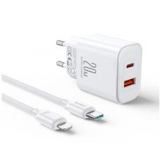 Joyroom - Joyroom Väggladdare USB-C Med Lightning Kabel - Vit