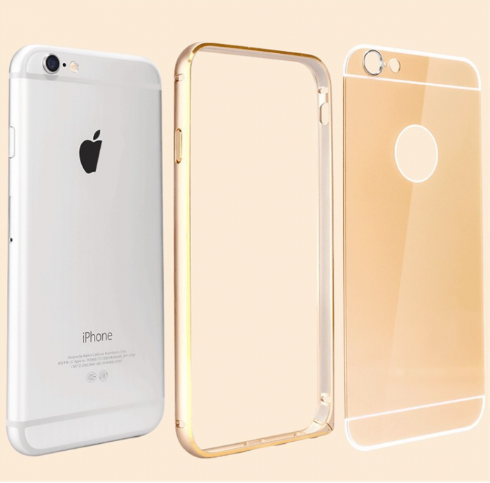 A-One Brand - JFX Metallbumper-skal till iPhone 6 /6S (Rose gold - Gold)