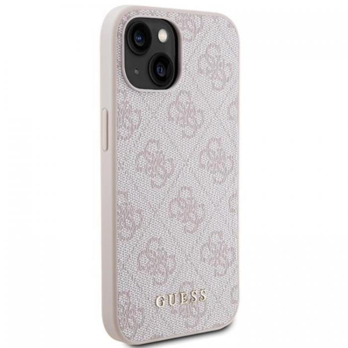 Guess - Guess iPhone 15 Plus Mobilskal 4G Metal Gold Logo - Rosa