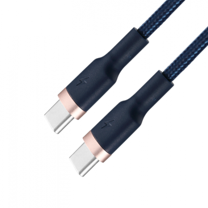 Epzi - EPZI Fltad USB-C till USB-C Kabel 60W 1m - Marin Bl