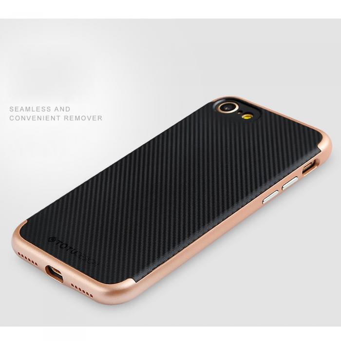 UTGATT5 - ToTu Carbon Fiber Skal till Apple iPhone 7/8/SE 2020 - Rose Gold