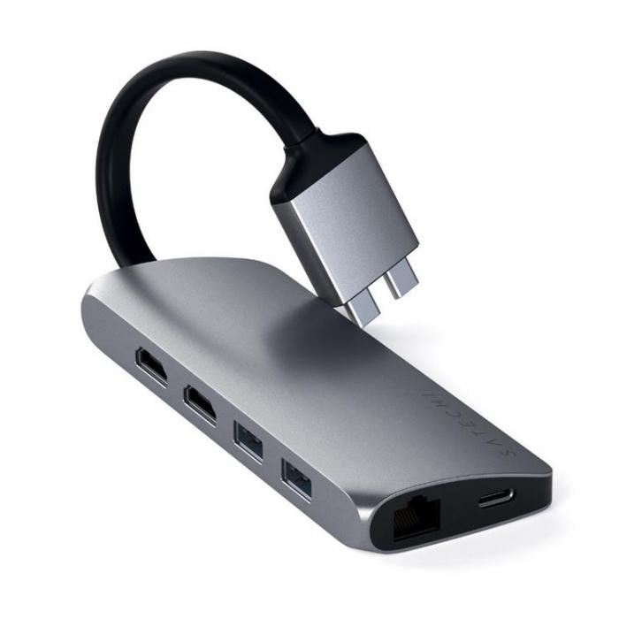 UTGATT1 - Satechi USB-C Multimedia Adapter Dual 4K HDMI Gigabit Ethernet - Space Gr