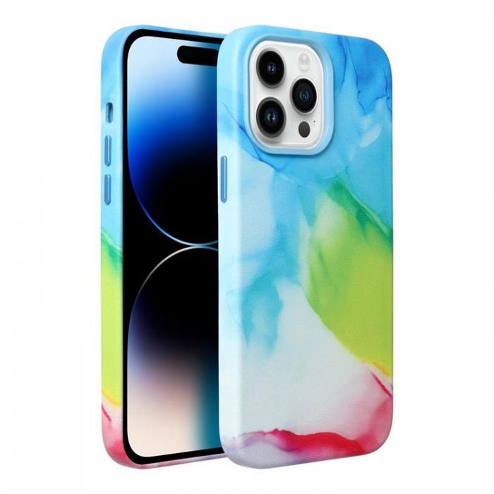 UTGATT1 - iPhone 14 Pro Max Magsafe Mobilskal Lder - Multicolor Splash