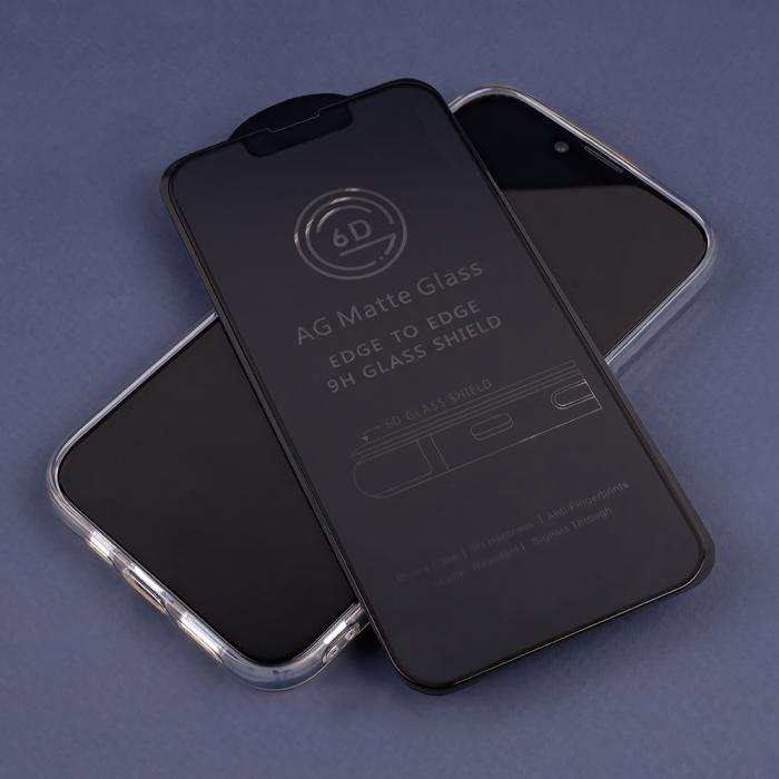 OEM - Skyddsglas 6D Matt fr iPhone, Hrdat Glas med Svart Ram