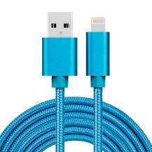 A-One Brand&#8233;USB kabel Lightning kontakt för iPhone & iPad Blå/Nylon. 3m&#8233;