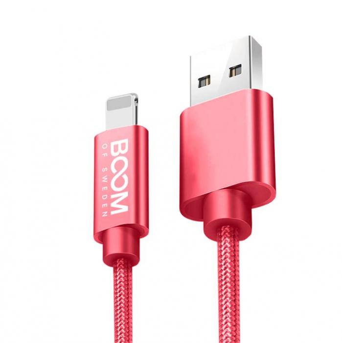 UTGATT5 - BOOM - Nylon USB till Lightning Kabel, 2.1A, 3M - Rd