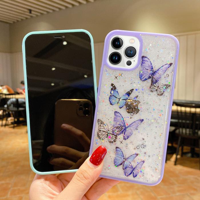 A-One Brand - Bling Star Butterfly Skal till iPhone 13 Pro - Turkos