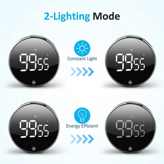 A-One Brand - Roterande Digital Timer - LED Display - Silver