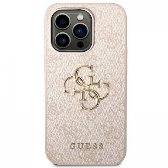 Guess - GUESS iPhone 14 Pro Skal 4G Big Metal Logo - Rosa