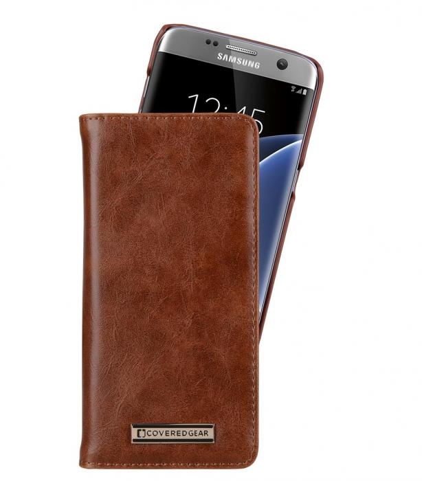 UTGATT4 - CoveredGear Signature Plnboksfodral till Samsung Galaxy S7 Edge - Brun