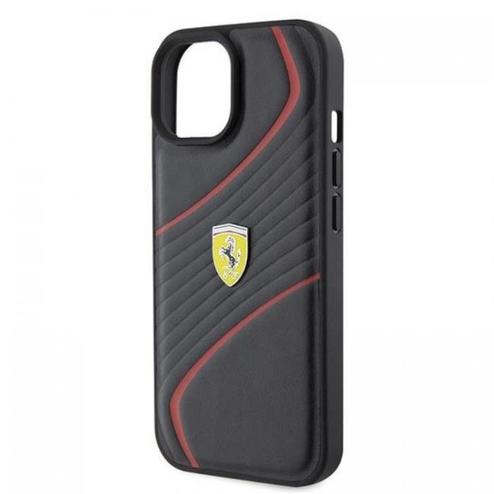Ferrari - Ferrari iPhone 15 Mobilskal Twist Metal Logo - Svart