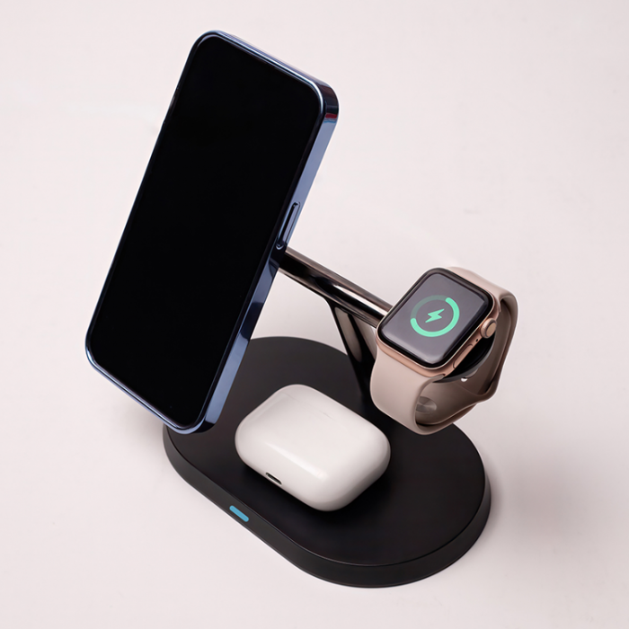 Maxlife - Maxlife 3in1 Magsafe Trdls Laddare iPhone/Apple Watch/AirPods - Svart