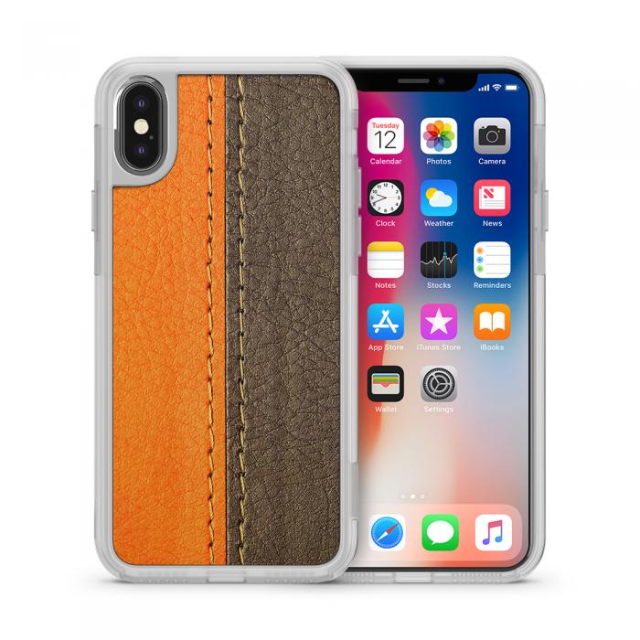 UTGATT5 - Fashion mobilskal till Apple iPhone X - Lder - Orange/Brun