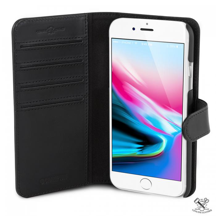 UTGATT5 - Champion Slim Wallet kta Lder iPhone 6/7/8/SE 2020 - Svart
