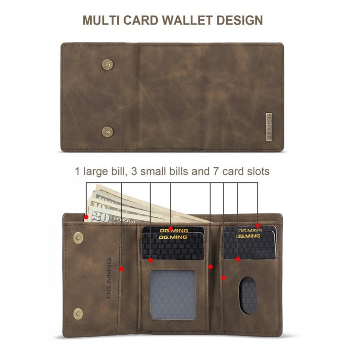 DG.MING - iPhone 7/8/SE 2020 Skal DG.MING M1 Magnetic Tri-fold Wallet Med Kickstand