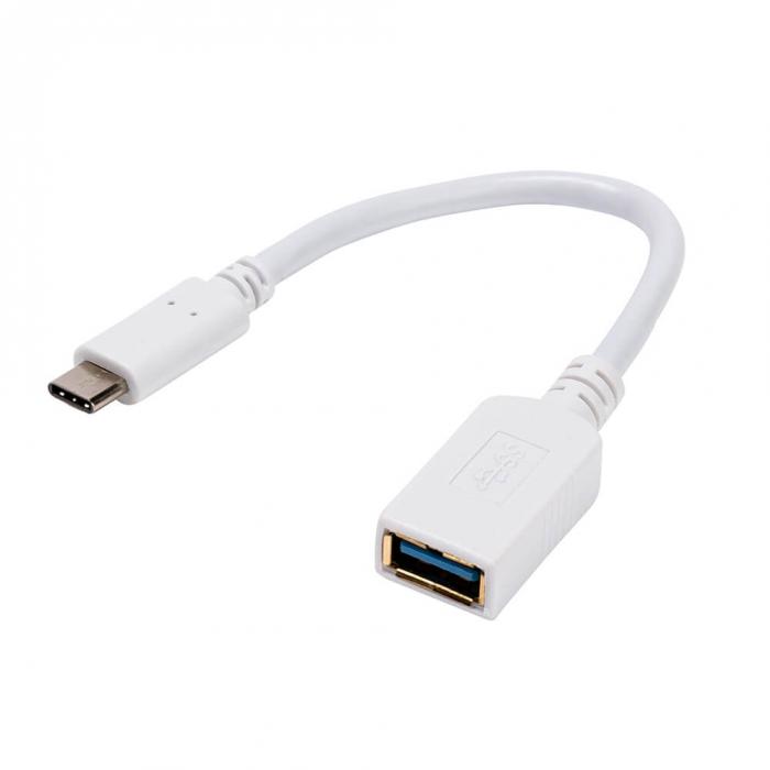 UTGATT1 - Vivanco Datakabel USB-C hane USB 3.1 A hona 0,1m - Vit