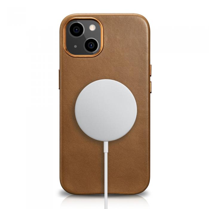UTGATT5 - iCarer Lder Oil Wax Magsafe Mobilskal iPhone 13 Mini - Brun