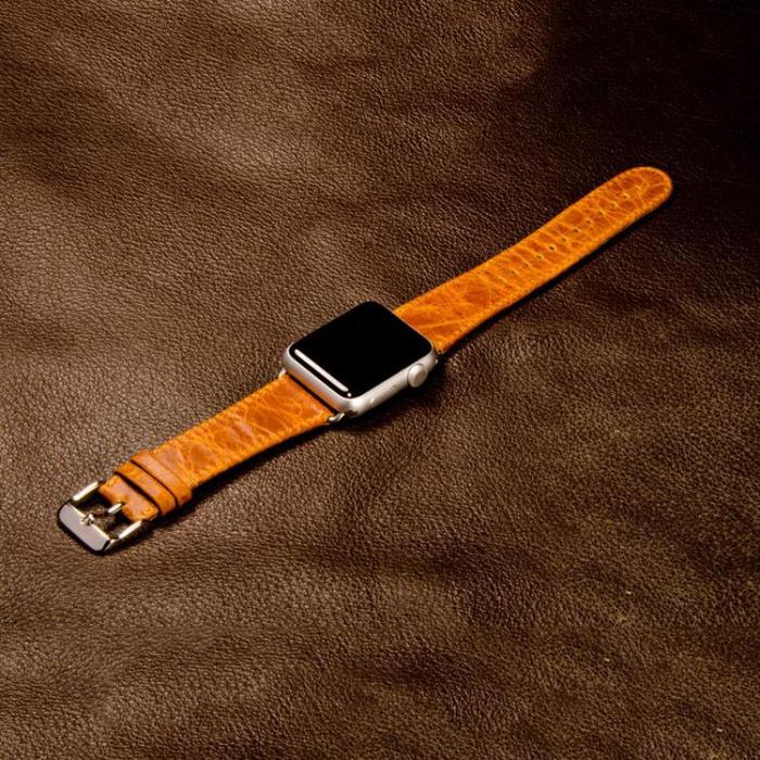 UTGATT5 - iCarer Apple Watch 2/3/4/5/6/7/SE (41/40/38mm) Armband kta Lder - Orange