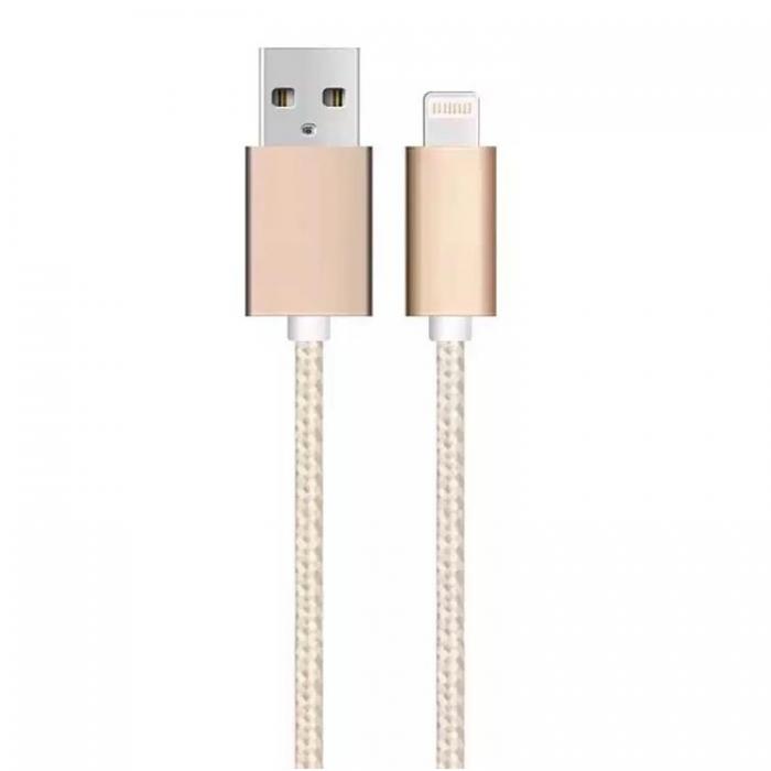 SiGN - SiGN USB-A till Lightning Kablar 12W 1m - Guld/Nylon