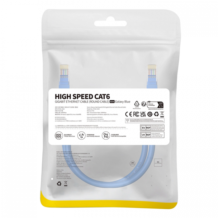 BASEUS - Baseus Cat 6 RJ-45 Ethernet-kabel 1000 Mb/s 1 m - bl
