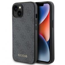 Guess - Guess iPhone 15 Plus Mobilskal 4G Metal Gold Logo - Grå