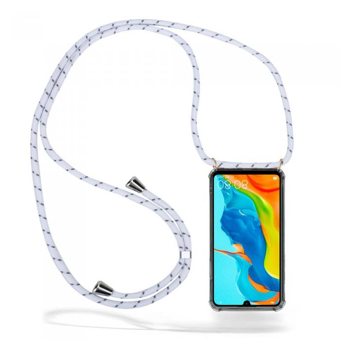 UTGATT1 - Boom Huawei P30 Lite mobilhalsband skal - White Stripes Cord