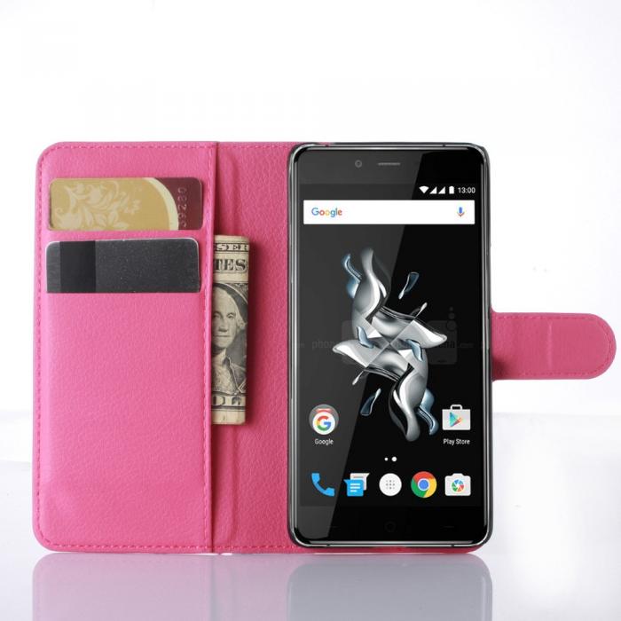 UTGATT5 - Lychee Plnboksfodral till OnePlus X - Mrkrosa