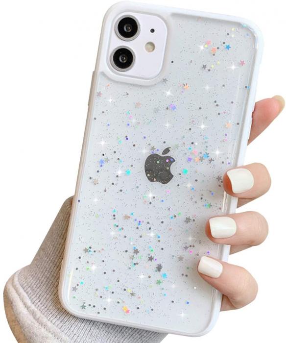 A-One Brand - Bling Star Glitter Skal till iPhone 7/8/SE 2020 - Vit