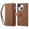 A-One Brand - iPhone 14 Plus Plnboksfodral Flap Zipper Strap - Brun
