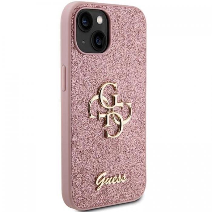 Guess - Guess iPhone 15 Mobilskal Glitter Script Big 4G - Rosa