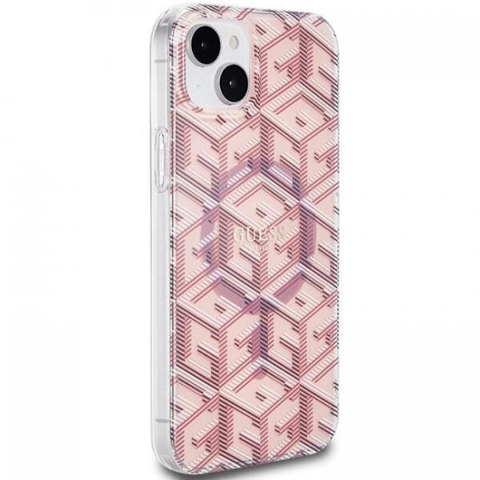 Guess - Guess iPhone 15/14 Plus Mobilskal Magsafe IML GCube - Rosa