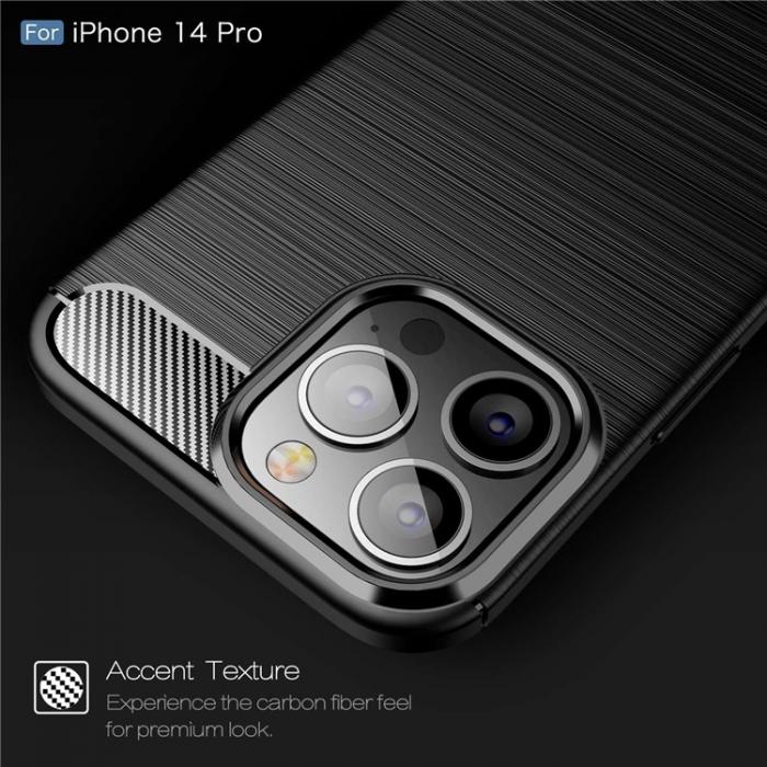 A-One Brand - iPhone 14 Pro Skal Carbon Fiber Texture TPU - Svart