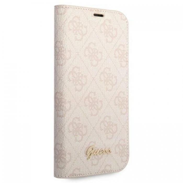 Guess - GUESS iPhone 14 Pro Plnboksfodral 4G Vintage Gold Logo - Rosa
