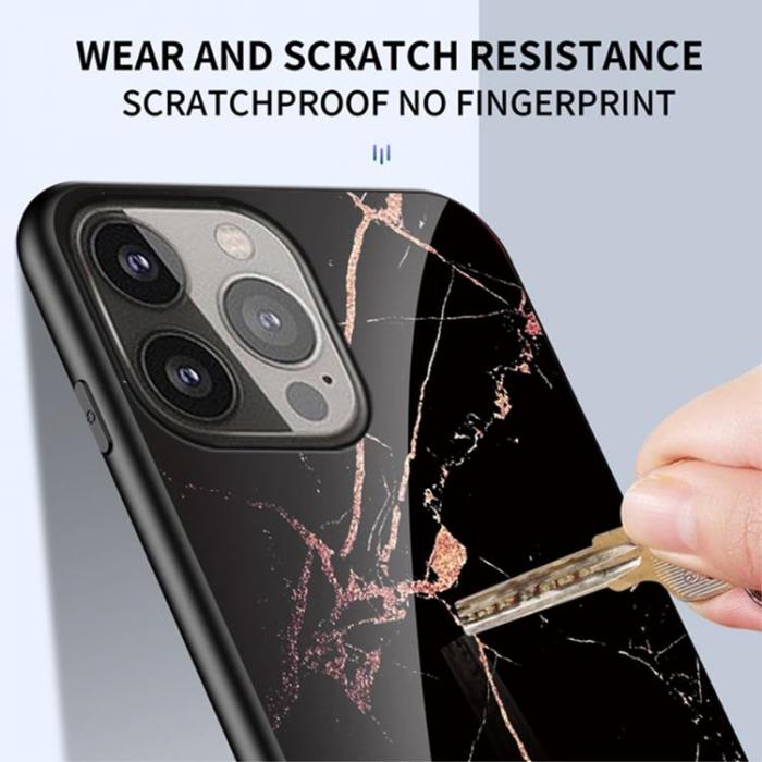 A-One Brand - Anti-Scratch Hrdat Glas Skrmskydd Skal iPhone 13 Pro - Rd Marble
