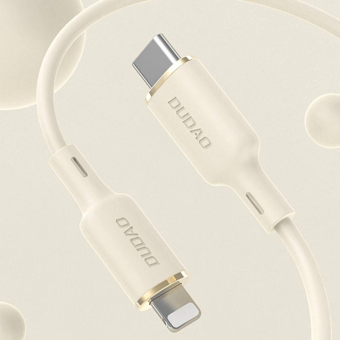 Dudao - Dudao 2in1 USB-C Till USB-C/Lightning Kabel 1.2m - Beige