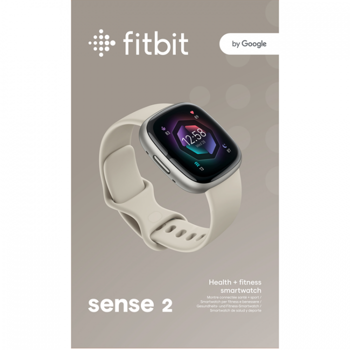 Fitbit - FITBIT Sense 2, Lunar White/Platinum
