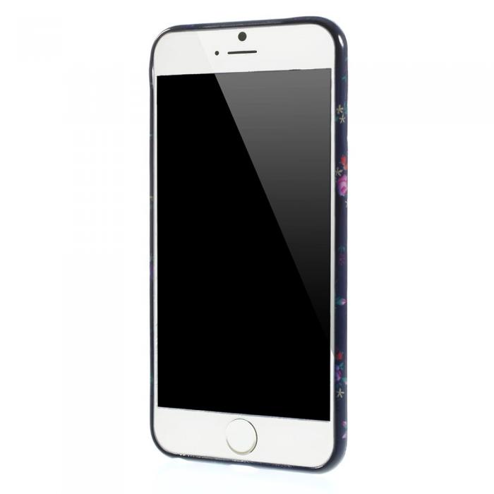A-One Brand - Flexicase Skal till Apple iPhone 6(S) Plus - Svart Rosa Blommor