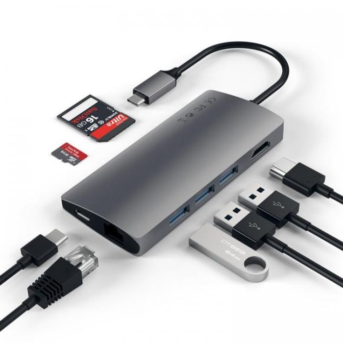 UTGATT1 - Satechi USB-C Multi-Port Adapter 4K Gigabit Ethernet V2 - Space Gr