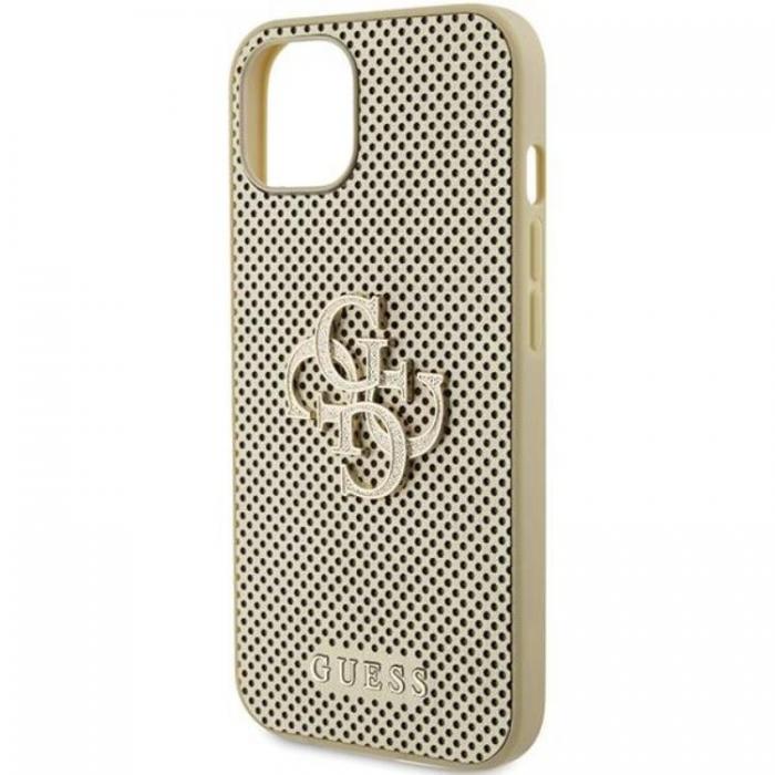 Guess - Guess iPhone 15 Mobilskal Perforated 4G Glitter - Guld
