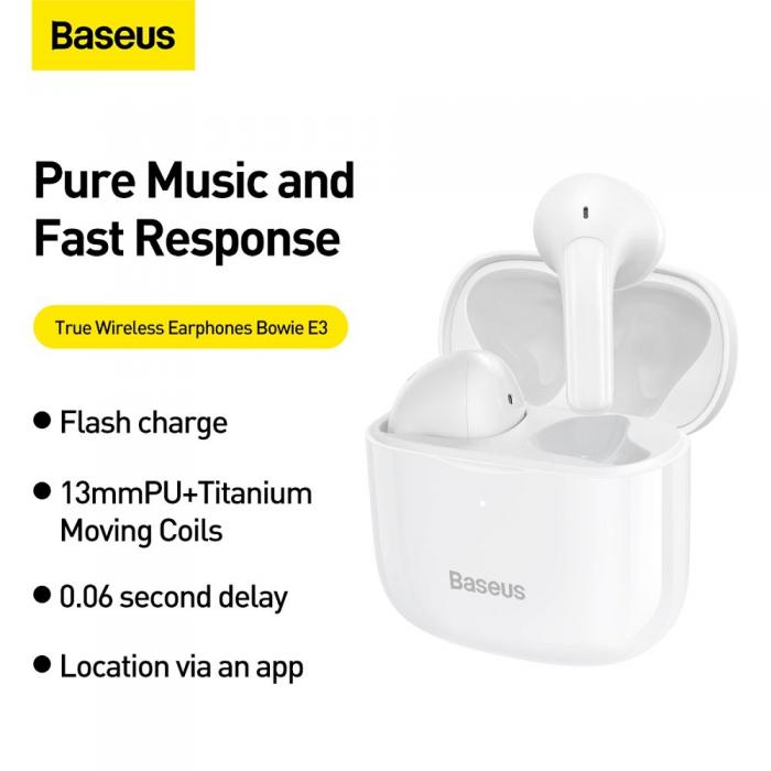 BASEUS - BASEUS True Wireless Hrlurar Bowie E3 vit NGTW080001