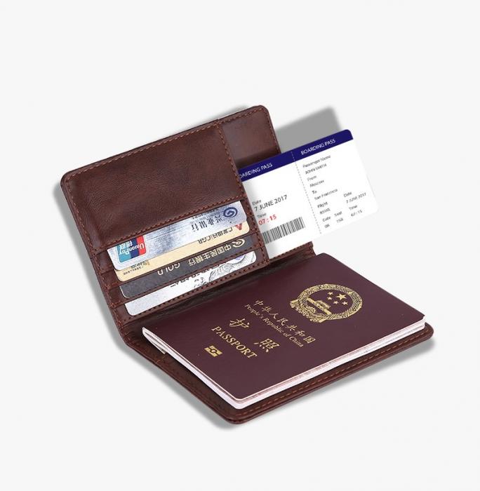 UTGATT4 - Retro Plnbok/Passport Holder fr Resor - Svart