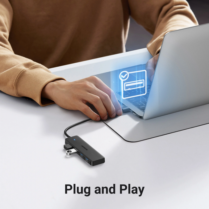 Ugreen - Ugreen HUB med 4x USB 3.0 Ports Och USB-A 3.0 - Svart