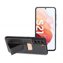 Forcell - Forcell Galaxy S21 FE Skal Kickstand Läder - Svart