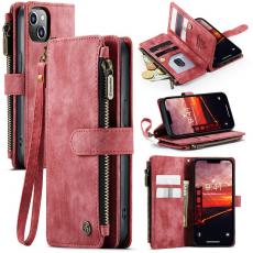 Caseme - CASEME iPhone 15 Plånboksfodral C30 Zipper - Röd