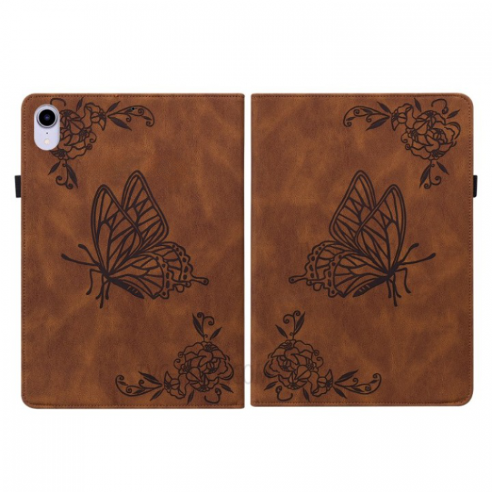 A-One Brand - iPad mini 6 (2021) Fodral Imprinted Butterfly Flower - Brun