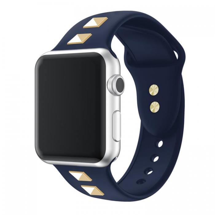 A-One Brand - Apple Watch 4/5/6/7/8/SE/Ultra (49/45/44/42mm) Band Rivet Silikon - Bl