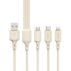 Dudao - Dudao 3in1 USB-C Till USB-C/Lightning 1.2m - Beige