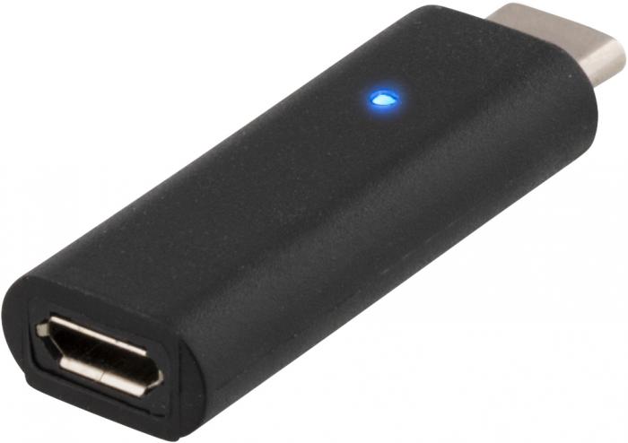 UTGATT4 - DELTACO USB 2.0 adapter, Typ C - Typ Micro B hona, svart