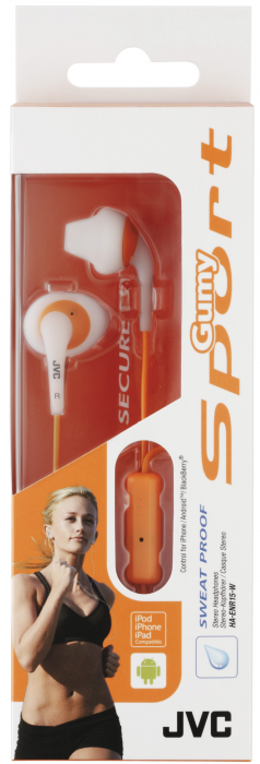 UTGATT5 - JVC HA-ENR15-W-E In-Ear Sport Headset Remote+mic - Vit/Orange